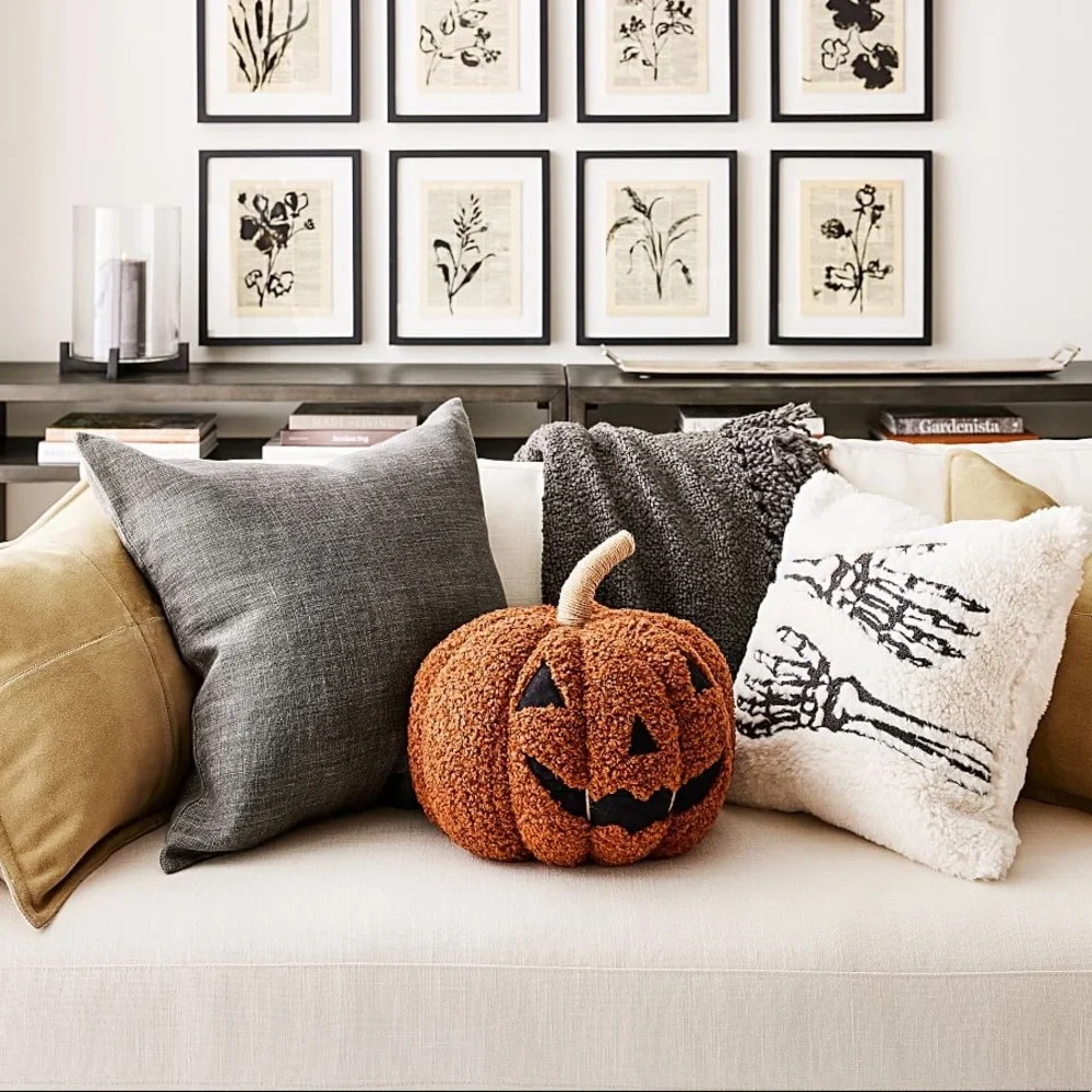 Pottery Barn Cute and Spooky Light Up Jack-O-Lantern Pumpkin Cuddle Pillow 🎃